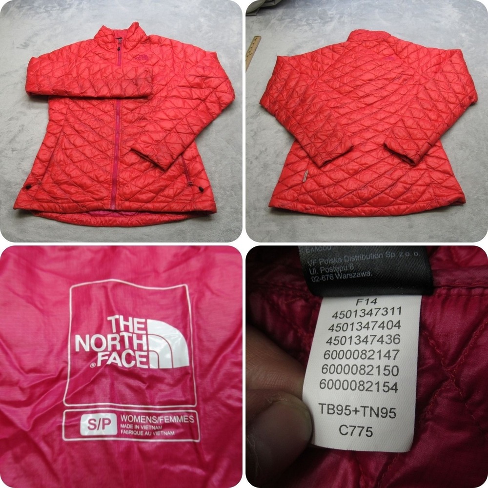 The North Face Jacket Women Small Salmon Purple Zip Thermoball Quilted Puffer